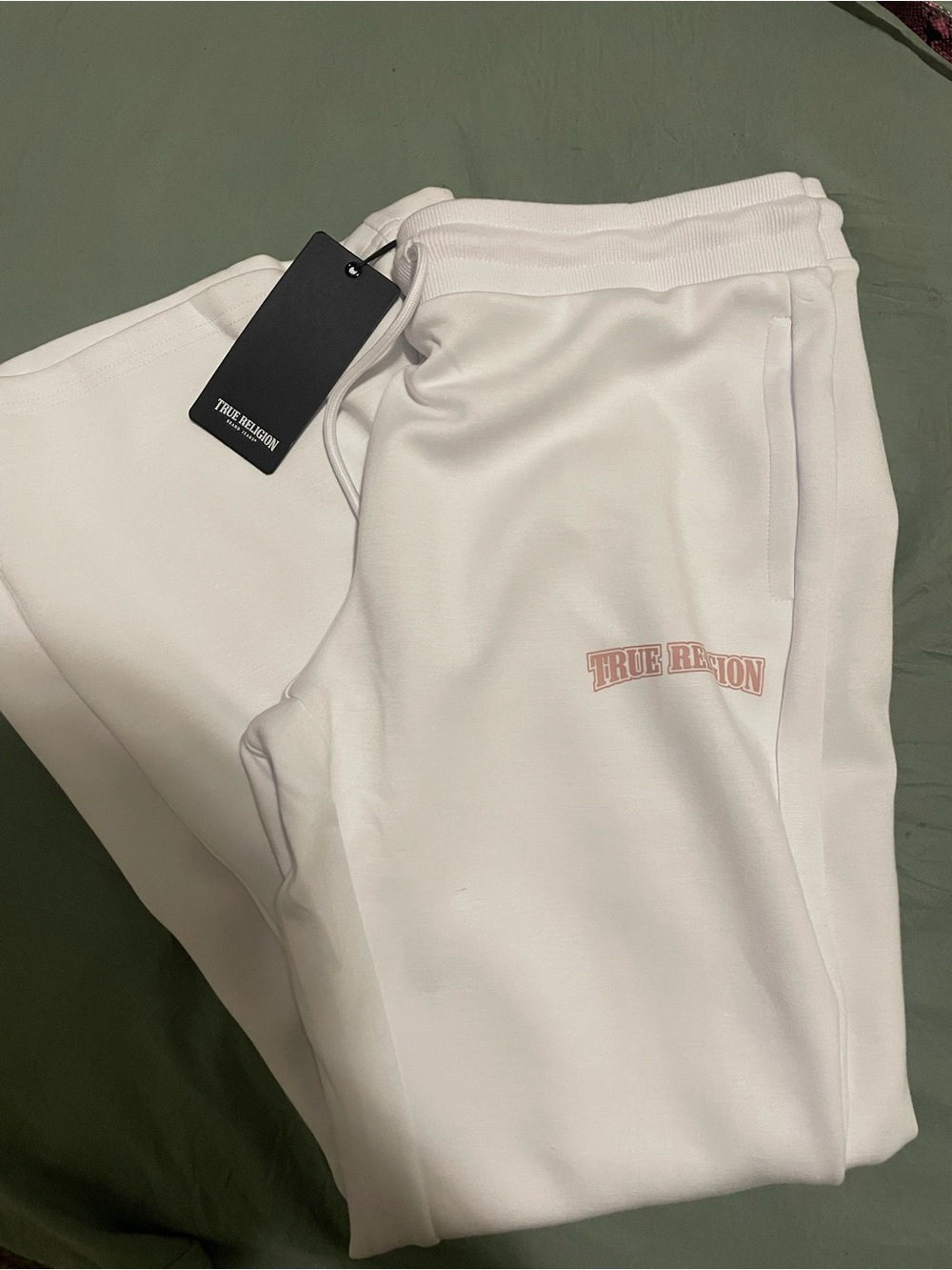 True Religion Women’s White Logo Sweatpants